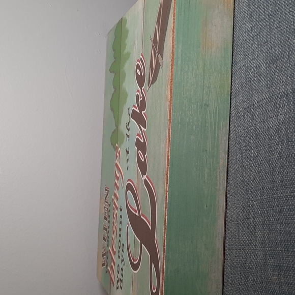 Wall Art Sign Canoe Count Blessings Lake Trees Lodge Cabin Home Decorating - Picture 3 of 5